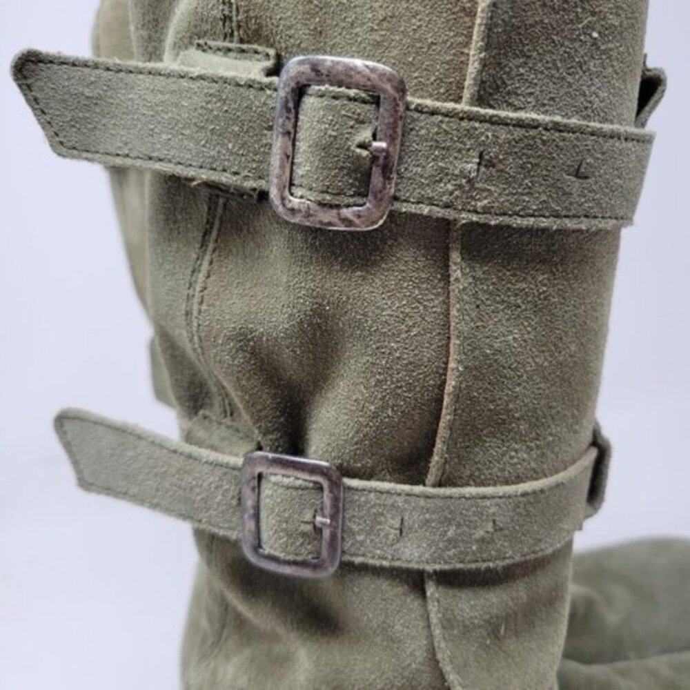 Fiorentini + Baker | Eternity Suede Leather Tall Moto Boots Olive Green - Picture 6 of 16